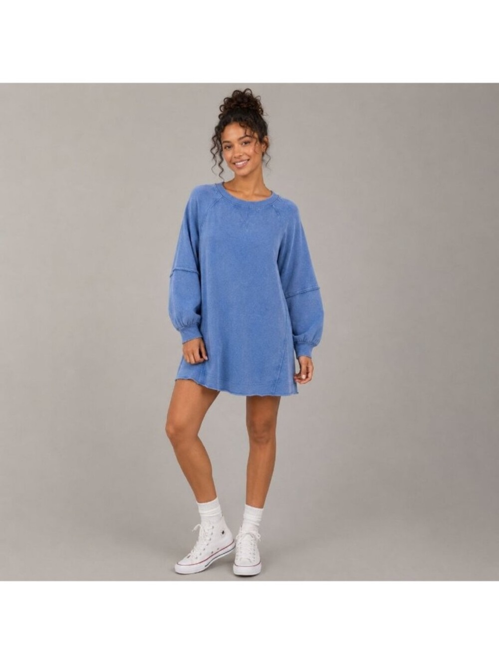 American Eagle Long Sleeve Fleece Babydoll Mini Dress Size XS NWOT